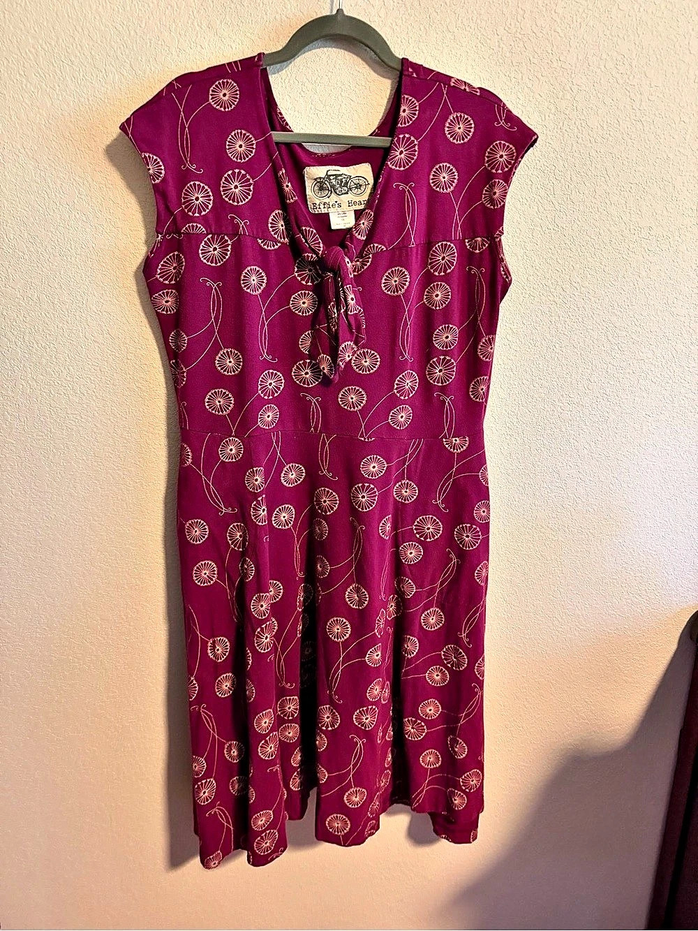 Effie's Heart Floral Tie Front Midi Dress Purple Dandelion Print 1X